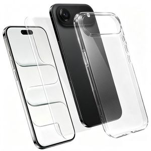 iPhone Air 2-in-1 TPU Kuori ja Alumiini-silikonilasi Näytönsuoja - Läpinäkyvä