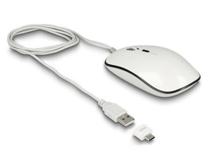 Delock Optisk Mus trådad USB-A/USB-C – Vit