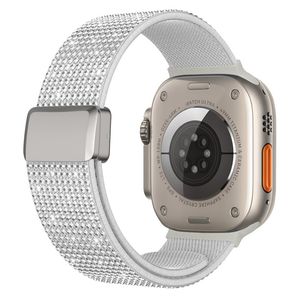 Apple Watch 42/41/40/38mm Klockarmband i Nylon med Strass - Vit