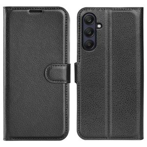 Samsung Galaxy A26 5G Lompakkokotelo Litchi-kuvio PU-nahka – Musta