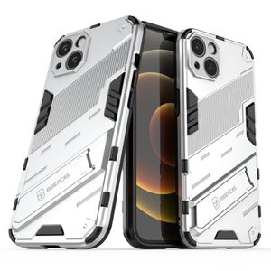 iPhone 13 Case Stand Dual Layer PC+TPU Shockproof - White