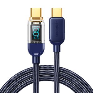 Joyroom A4 USB-C / USB-C 100W 1.2m kabel med display - blå