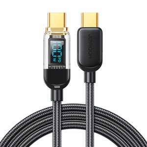 Joyroom A4 USB-C / USB-C 100W 1.2m kabel med display – Sort