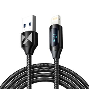 Wozinsky USB-A – Lightning -kaapeli LED-näytöllä, 2 m, musta