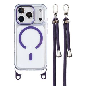 iPhone 17 Pro Max Kuori MagSafe, Säädettävä Hihna - Läpinäkyvä Violetti