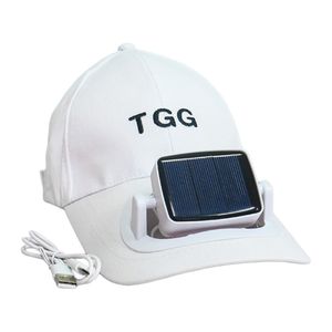 Keps med inbyggd fläkt, uppladdningsbar med USB/Solpanel – vit