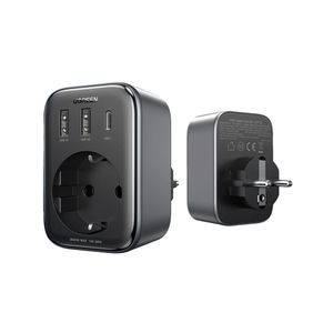 Ugreen seinälaturi 2xUSB, 1x USB-C, 30W, EU-pistoke 13A - musta