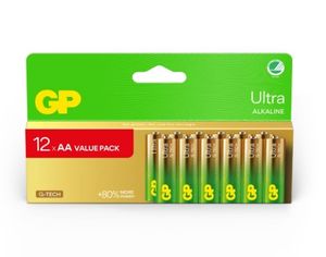 GP Ultra Alkaline AA Battery, 15AU/LR6, 12-pack