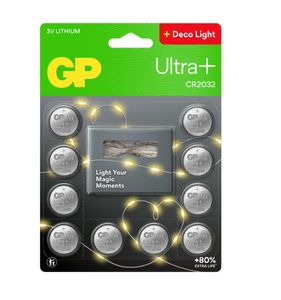 GP Ultra Plus 10 stk. CR2032 batterier + 2 m lyskæde
