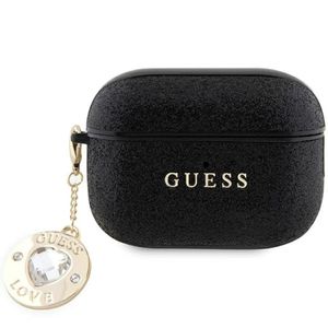 Guess AirPods Pro 2 Glitter Etui med Hjertevedhæng - Sort