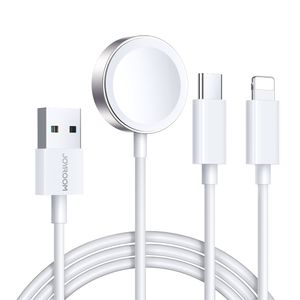 Joyroom S-IW008 3-i-1 magnetisk ladekabel USB-A til Lightning/USB-C 1,2m hvit
