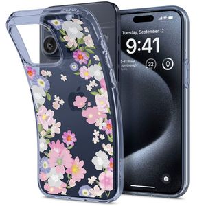 Spigen Liquid Crystal Case for iPhone 15 Pro - Pink And Blue Flowers