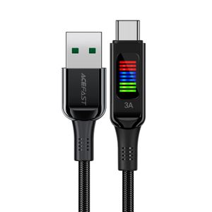 Acefast C7-04 USB-A til USB-C 60W 1,2m kabel med display - sort