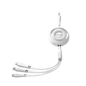 Joyroom Colorful Series S-A40 retraktabel 3-i-1 kabel 1m – hvid