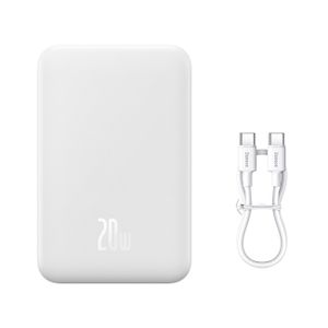 Baseus Magnetic Mini 20000 mAh 20W powerbank hvit + USB-C/USB-C kabel