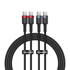Baseus Cafule USB-C til USB-C kabel 100W, 2-pak (1 m, rød-sort & sort-grå)