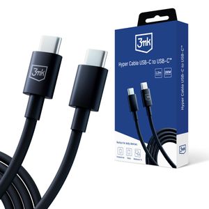 3mk Hyper Cable USB-C / USB-C 100W 1.2m - Sort
