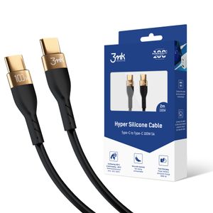 3mk Hyper Silicone Cable USB-C / USB-C 100W 2m - Svart