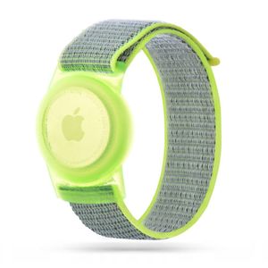Tech-Protect nylon ranneke lapsille Apple AirTagille – lime