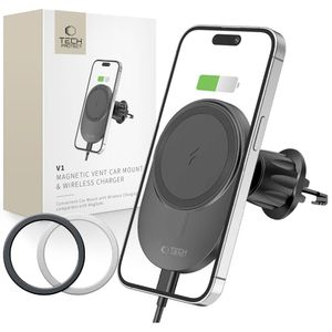 Tech-Protect MM15W-V1 bilholder og MagSafe-lader 15W svart