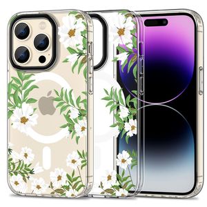 Tech-Protect MagMood MagSafe Case for iPhone 15 Pro - Daisies With Leaves