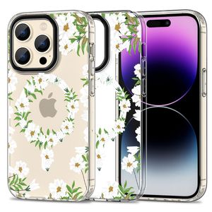 Tech-Protect MagMood MagSafe Deksel til iPhone 15 Pro Max - White Daisies