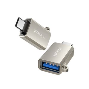 Joyroom S-H151 USB-C til USB-A adapter med nøkkelbånd-øye, sølv
