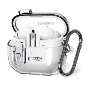 Tech-Protect FlexAir with Carabiner Cover til Samsung Galaxy Buds 3/3 Pro - Gennemsigtig