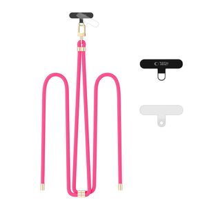 Tech-Protect C7S säädettävä puhelinhihna – vaaleanpunainen/kulta