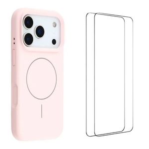 iPhone 18 Pro Max MagSafe -yhteensopiva kuori kahdella näytönsuojalla - pinkki