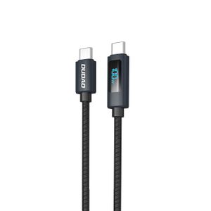 Dudao L7C USB-C til USB-C 100W kabel med LED display, 1 meter - Sort