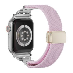 Apple Watch 49/46/44/42mm Punottu nailon kellonranneke strasseilla - Violetti