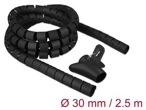 Delock spiralslange til kabelhåndtering med trækværktøj 2,5m x 30mm – sort