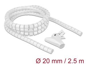Delock spiralslange til kabelhåndtering med aftrækker, 2,5m x 20mm - hvid