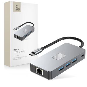 Tech-Protect HB05 HUB 9in1 USB-C HUB adapter - grå