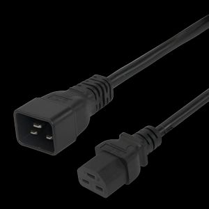 Powerkabel IEC C20 til IEC C21 hightemp, sort, 2m