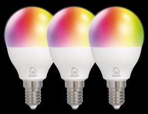 Deltaco SMART HOME RGB pærer E14 G45 mini globe 3-pak