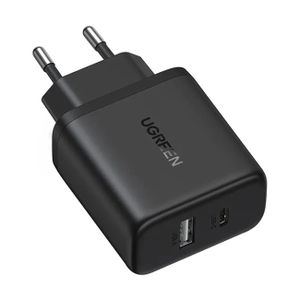 Ugreen X227 20W GaN-vegglader med USB-A og USB-C – svart