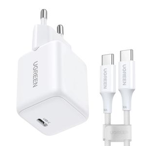 Ugreen X513 30W GaN vegglader USB-C + 1m USB-C kabel hvit