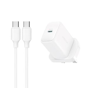 Joyroom USB-C vegglader 20W PD (UK-plugg) med 1 m USB-C-kabel – hvit
