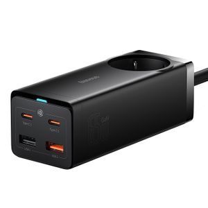 Baseus GaN3 Pro 65W laddstation med 2x USB-C/2x USB-A & USB-C kabel – Svart
