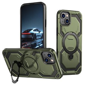 iPhone 15 Hybrid Cover MagSafe Ring/Stativ - Grøn