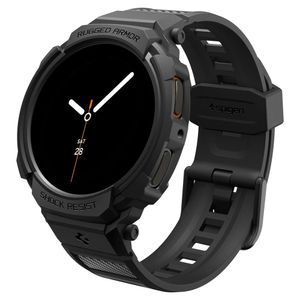 Spigen Rugged Armor Pro Kellonranneke & Kuori Samsung Galaxy Watch 8 44mm - Musta