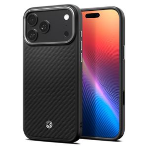 Spigen Enzo Aramid "T" MagSafe Cover til iPhone 17 Pro Max - Sort/Sølv