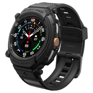 Spigen Rugged Armor Pro Kellonranneke & Kuori Samsung Galaxy Watch 8 Classic 46mm - Musta