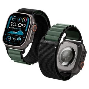 Spigen WBF1 Kellonranneke Apple Watch 44/45/46/49mm - Musta/Vihreä
