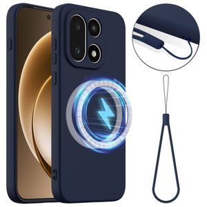 OnePlus 15 5G Kuori Nestemäistä Silikonia MagSafe-yhteensopiva – Tummansininen