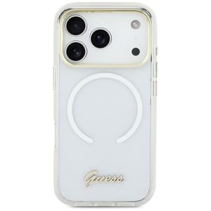 Guess IML Gradient Script Metal MagSafe -kuori till iPhone 17 - Valkoinen