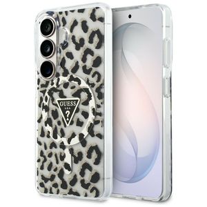 Guess Leopard Glitter Triangle Logo MagSafe Skal till Samsung Galaxy S26 - Svart