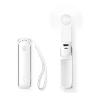 Jisulife Life8 Plus portabel USB-fläkt med powerbank & ficklampa, 4500mAh – vit